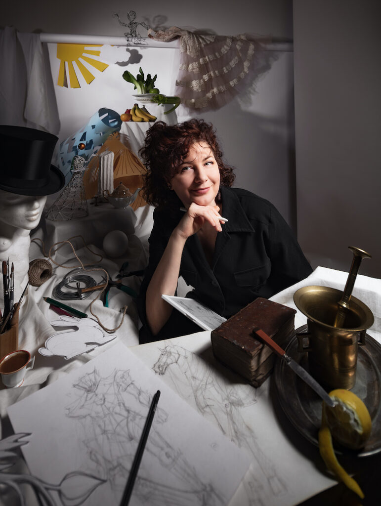 vegan food stylist and dressmaker Ellen Prerovsky photographed in her studio