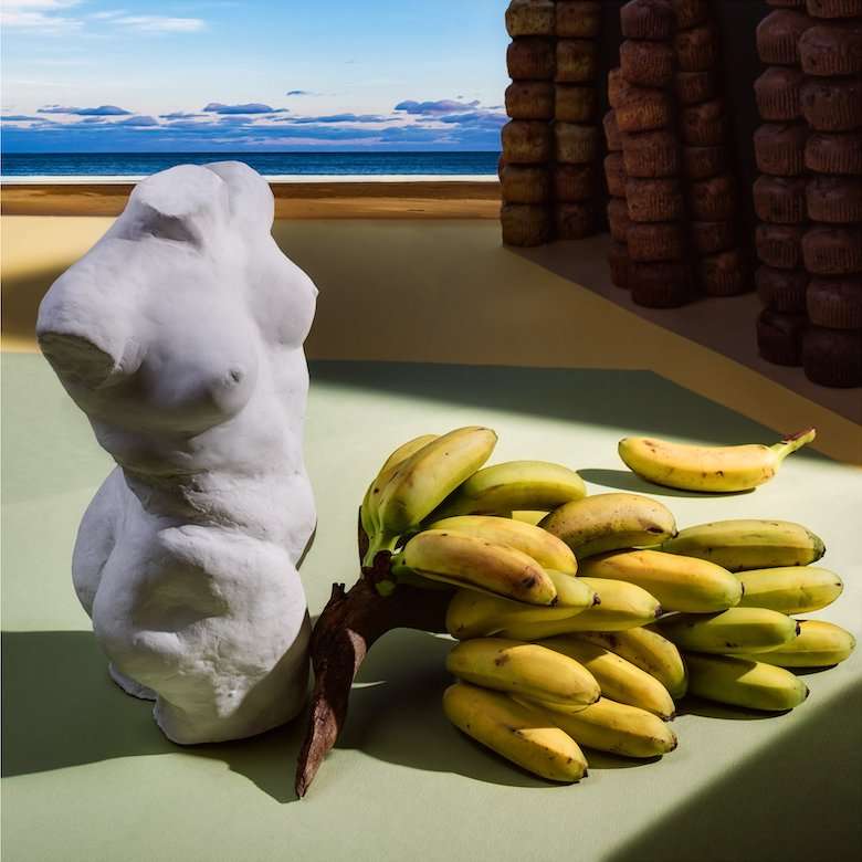 Foodly Doodly Doo sculpture made from bananas