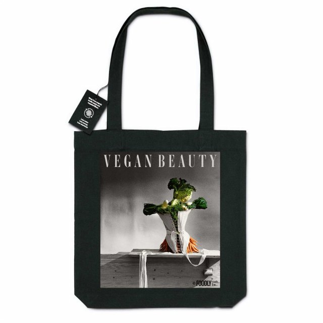 Foodly Doodly Doo tote bag that says Vegan Beauty