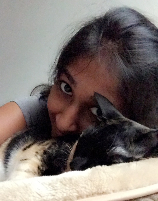 Shriya and her cat Ginger